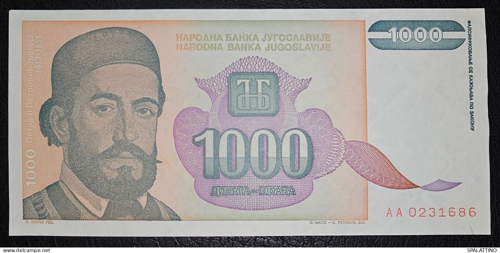 YUGOSLAVIA- 1000 DINARA 1994. - Yougoslavie