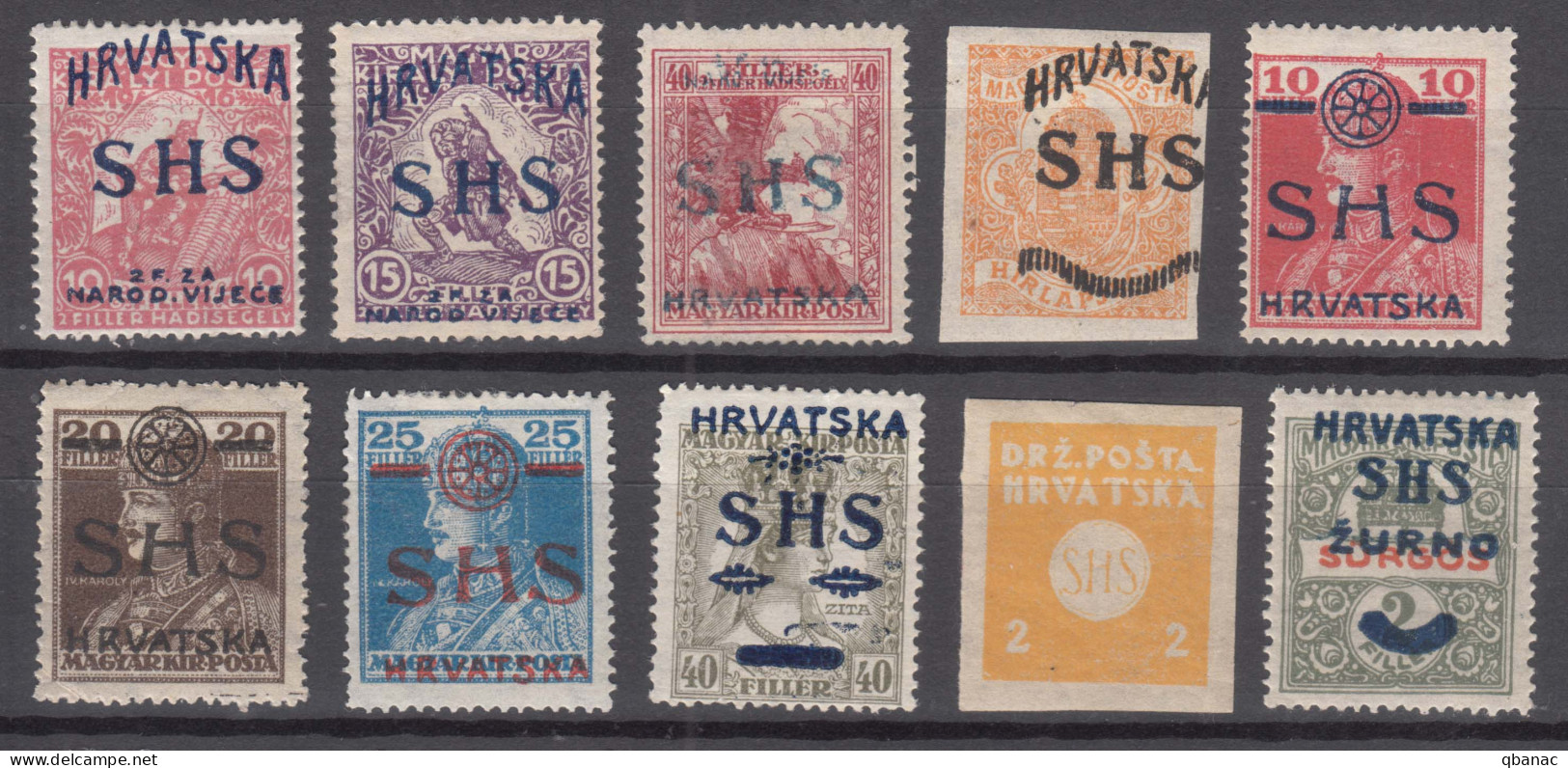 Yugoslavia Kingdom SHS, Issues For Croatia Stamps Selection, Mint Hinged - Nuevos