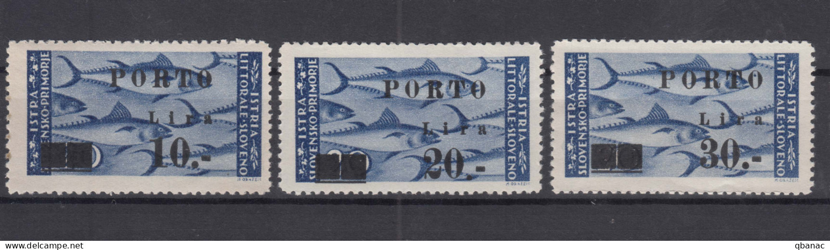 Istria Litorale Yugoslavia Occupation, Porto 1946 Sassone#17-19 Overprint II, Mint Never Hinged - Yugoslavian Occ.: Istria