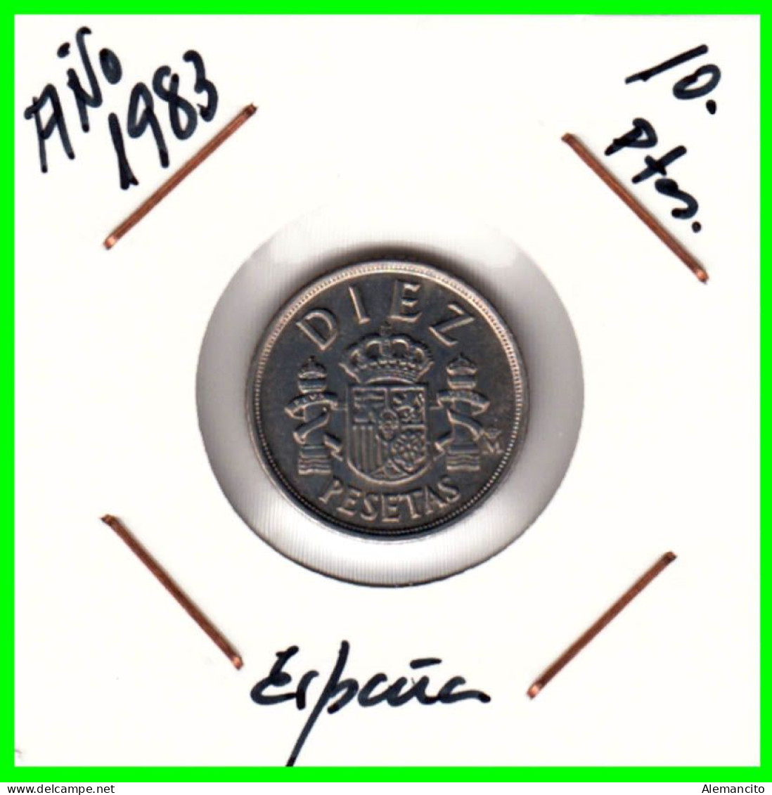 MONEDA DE 10 Ptas. JUAN CARLOS I REY DE ESPAÑA DEL AÑO 1983 DE CANTO ANCHO REMARCADO - 10 Pesetas