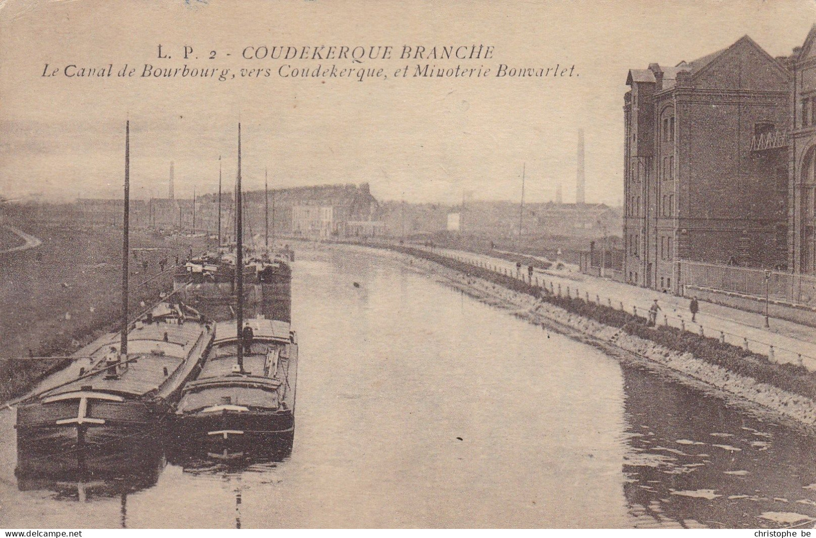 Coudekerque Branche, Le Canal De Bourbourg Vers Coudekerque Et Minoterie Bonvarlet, Péniches (pk85469) - Coudekerque Branche