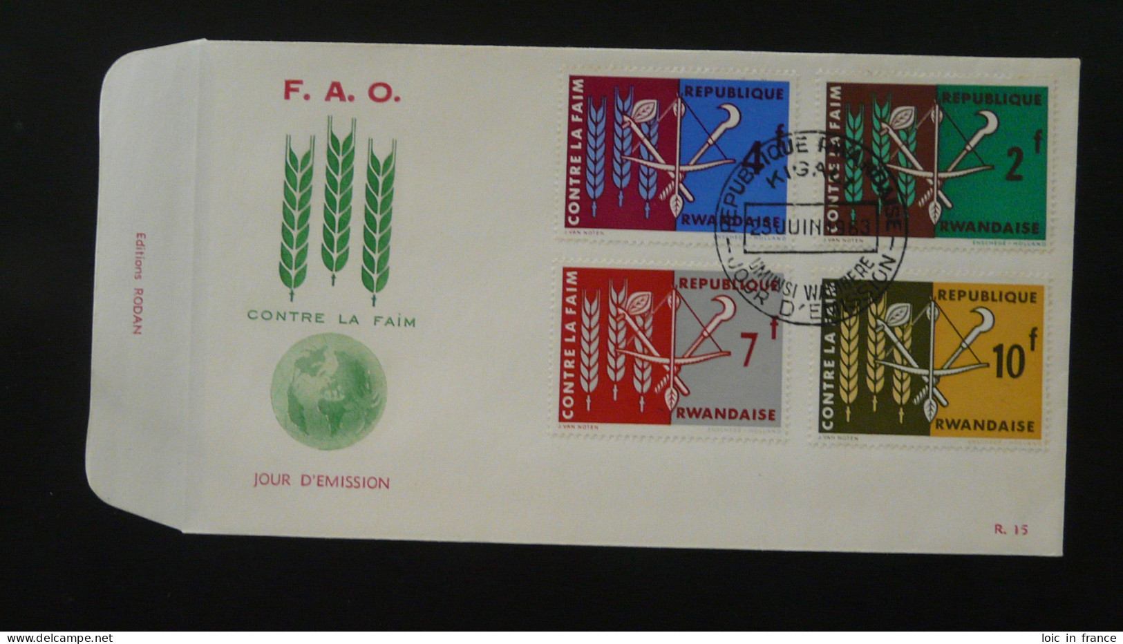 FDC Contre La Faim Hunger FAO Rwanda 1963 - Contre La Faim