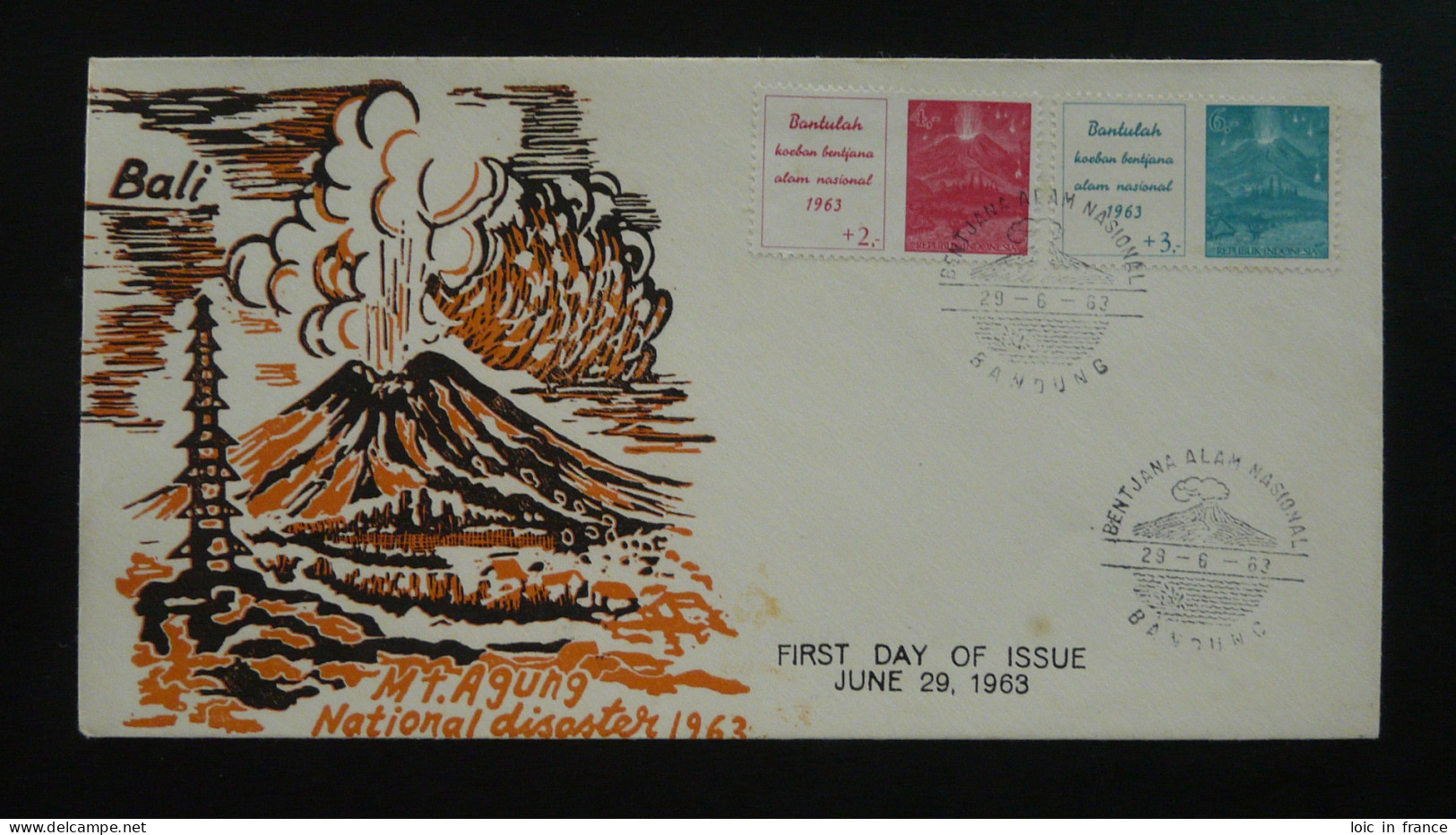FDC Eruption Du Volcan Agung Volcano Indonesia 1963 - Vulkanen