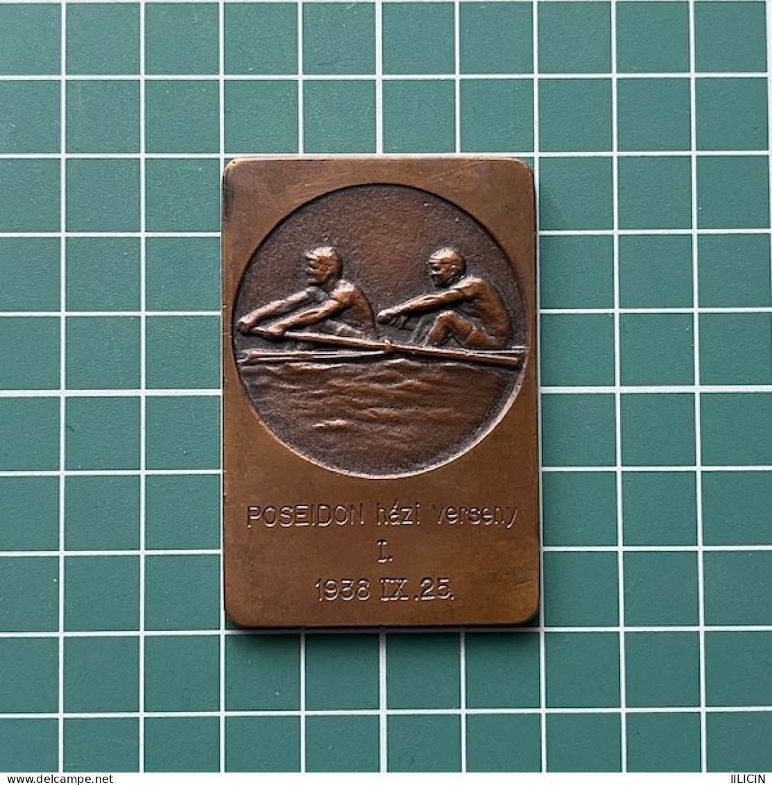 Medal Plaque Plakette PL000317 - Rowing Kayak Canoe Competition Poseidon Házi Verseny Hungary 1938 50g - Aviron