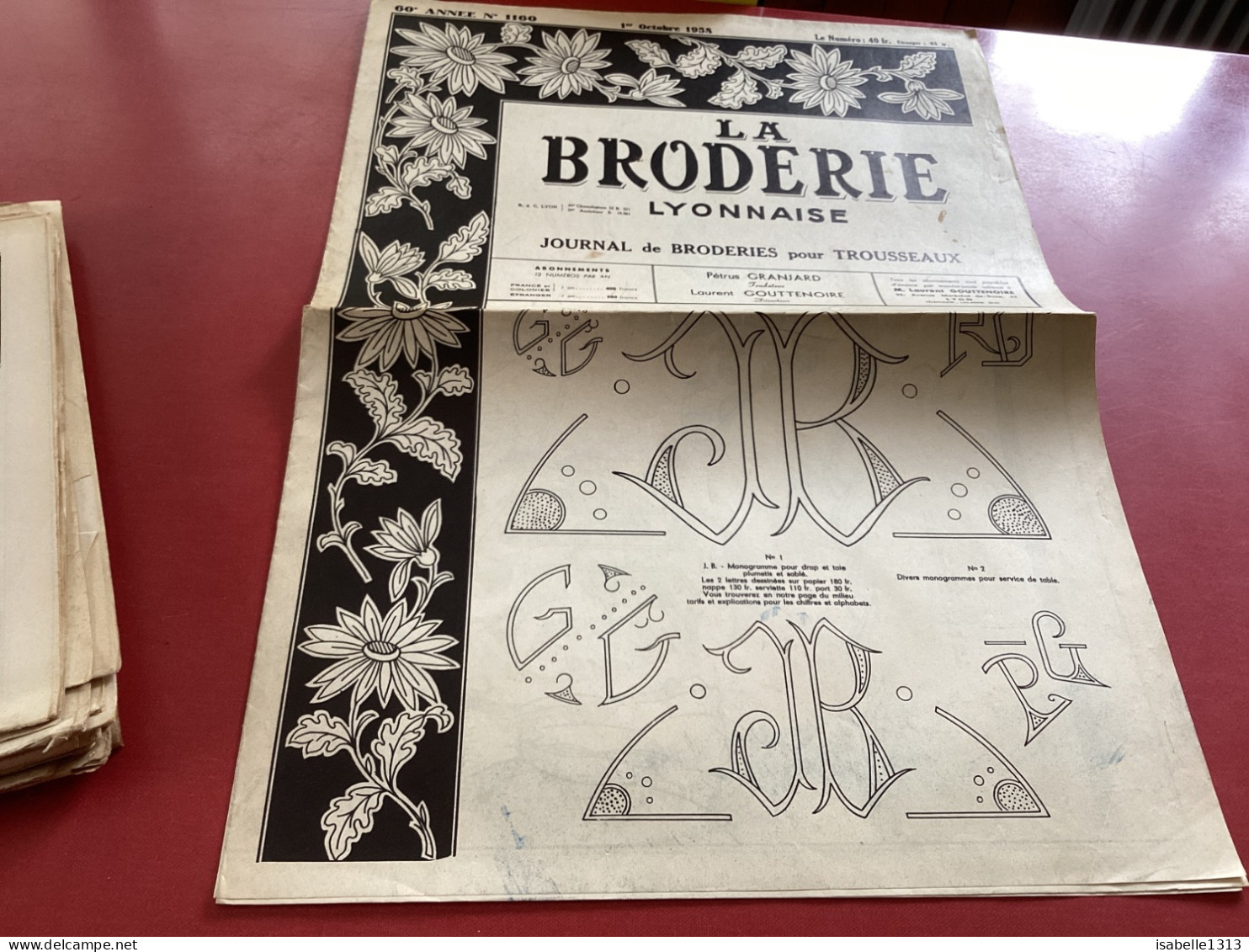 La Broderie Lyonnaise   Journal De Broderie Pour Trousseaux  Numéro  1160 - Autres & Non Classés