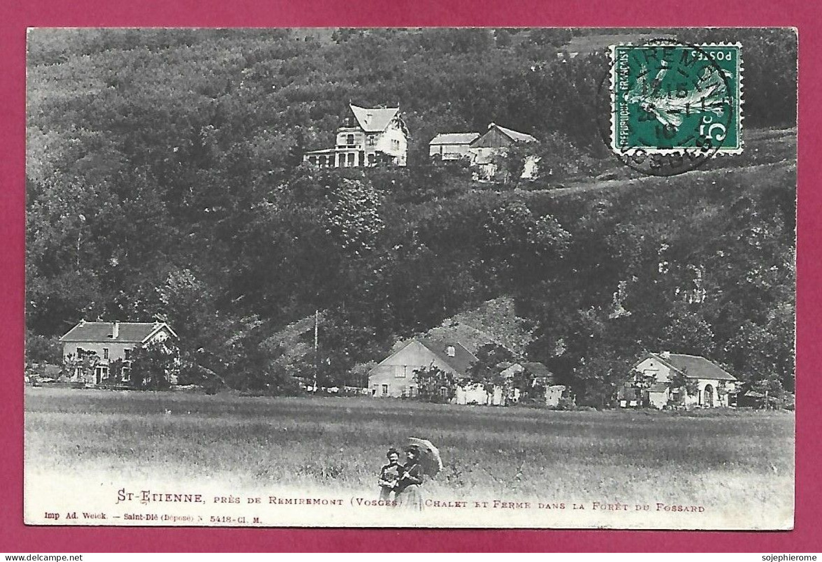 Saint-Etienne-lès-Remiremont (88) Chalet Et Ferme Dans La Forêt Du Fossard 2scans 26-01-1910 Ombrelle - Saint Etienne De Remiremont