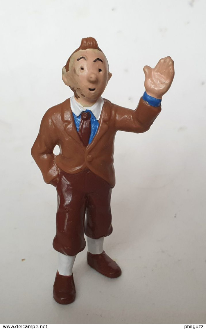 FIGURINE TINTIN  BULLY 1990 TINTIN CHEMISE BLEUE Et BLANCHE CRAVATE MARRON Plastique Mou 1er Tirage (2) - Tim & Struppi