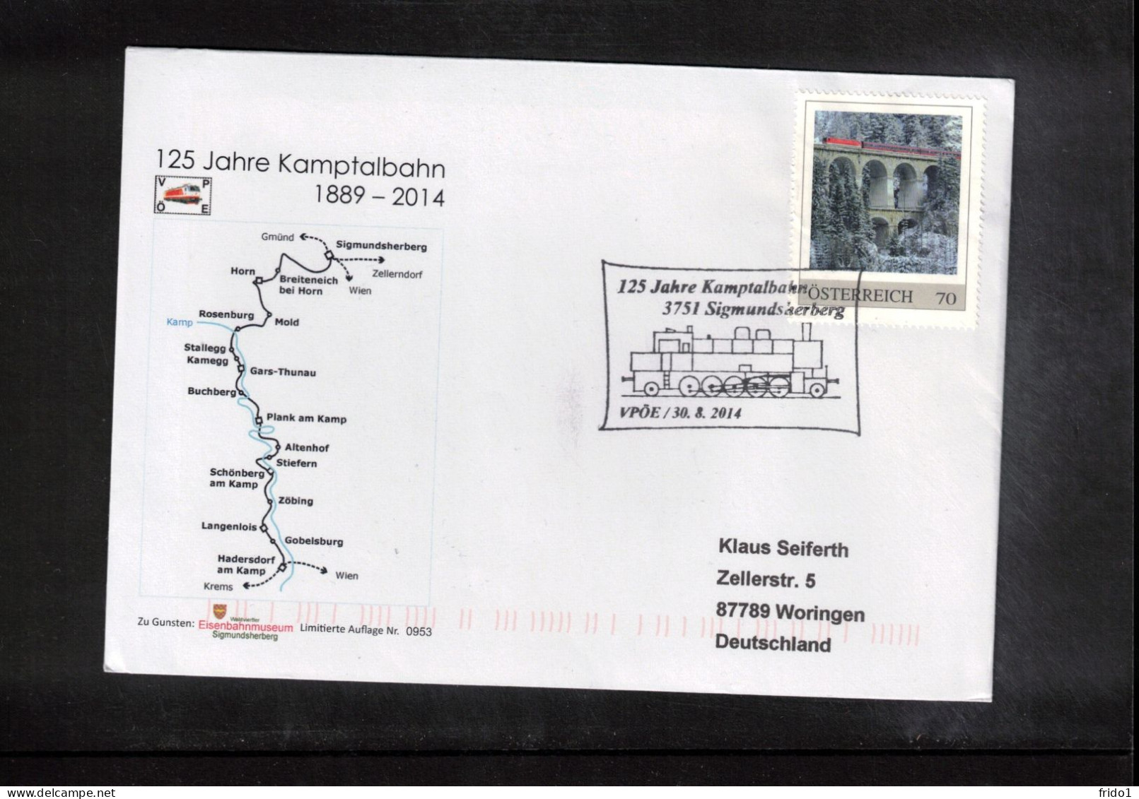 Austria / Oesterreich 2014 125 Jahre Kamptalbahn - Cartas & Documentos