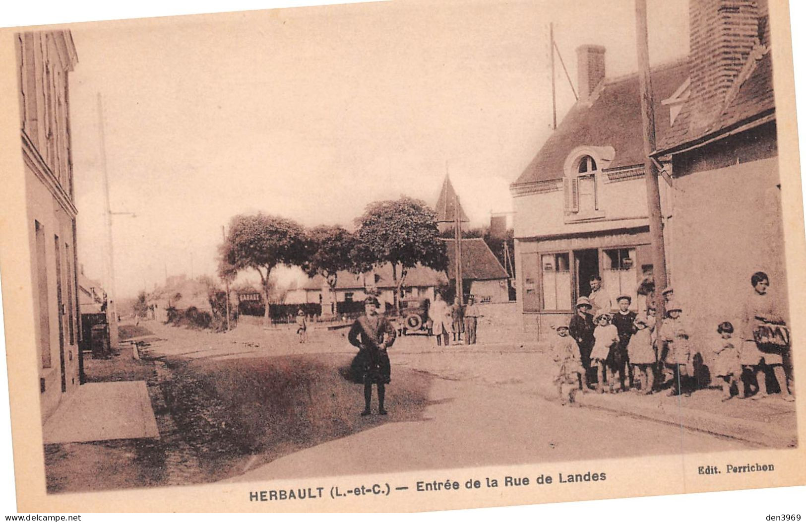 HERBAULT (Loir-et-Cher) - Entrée De La Rue De Landes - Café De La Paix - Ecrit 1943 (2 Scans) - Herbault