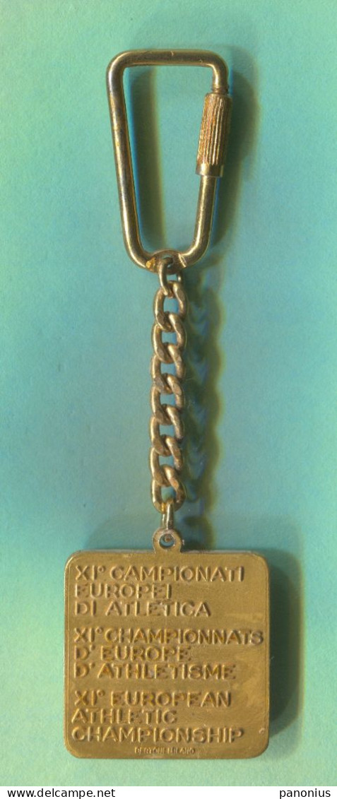 Athletics - Italy Roma 1974. 11th European Championship, Vintage Keychain Keyring By Bertoni - Leichtathletik