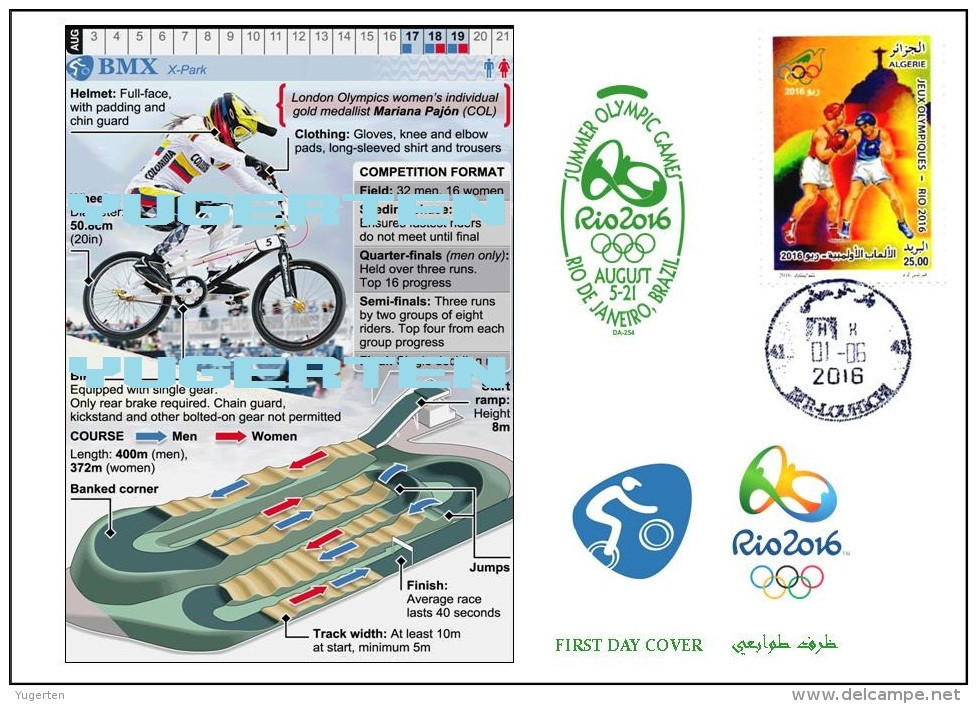 ALGERIE ALGERIA 2016 - FDC Olympic Games Rio 2016 BMX Cycling Olympische Spiele Olímpicos Olympics Cyclisme - Sommer 2016: Rio De Janeiro