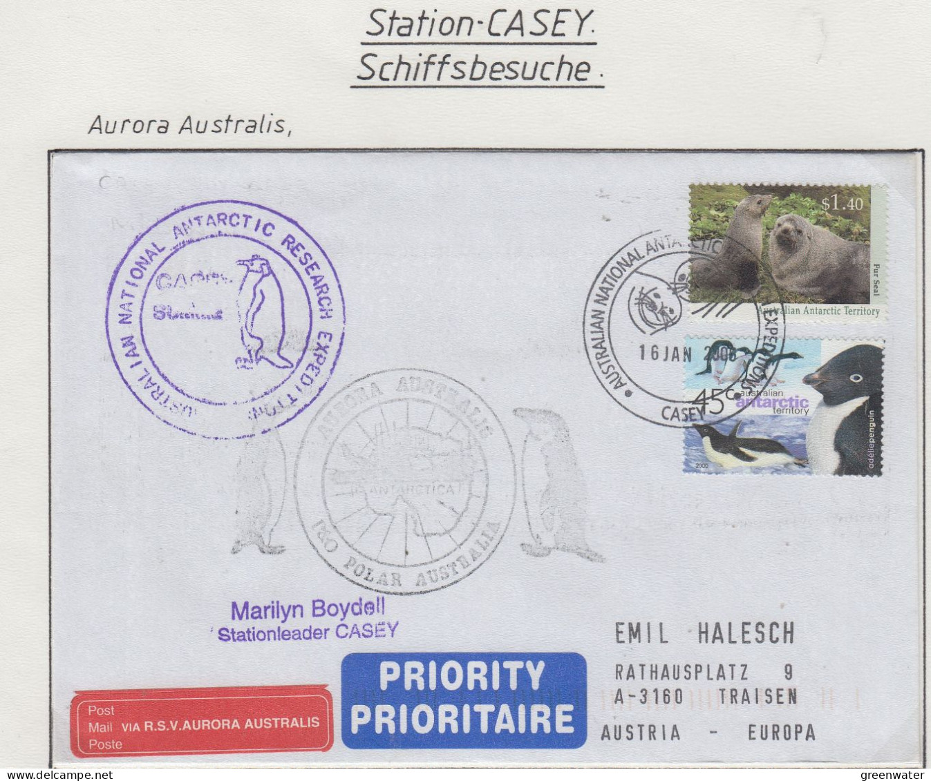 AAT  Ship Visit Aurora Australis Ca Casey 16 JAN 2006 (CS174) - Covers & Documents