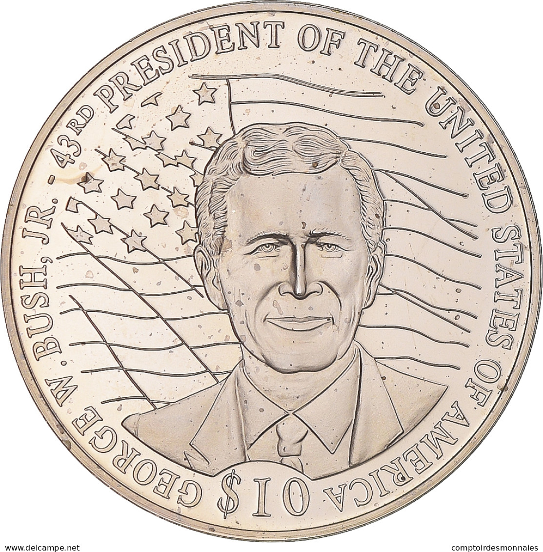 Monnaie, Libéria, 10 Dollars, 2000, George W. Bush JR, SPL, Cupro-nickel - Liberia