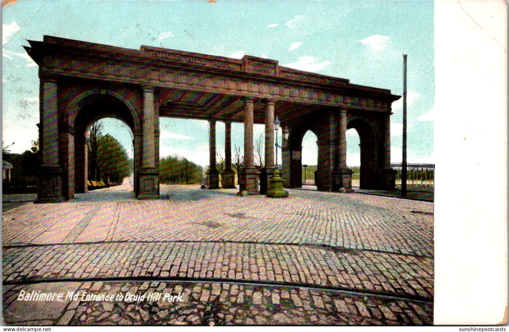 Maryland Baltimore Entrance To Druid Hill Park 1908 - Baltimore