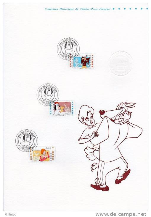 " FDT 2008 DROOPY " Sur Document Philatélique Officiel De 2008 (4 Pages) N° YT 4146 à 4148. DPO - Comics