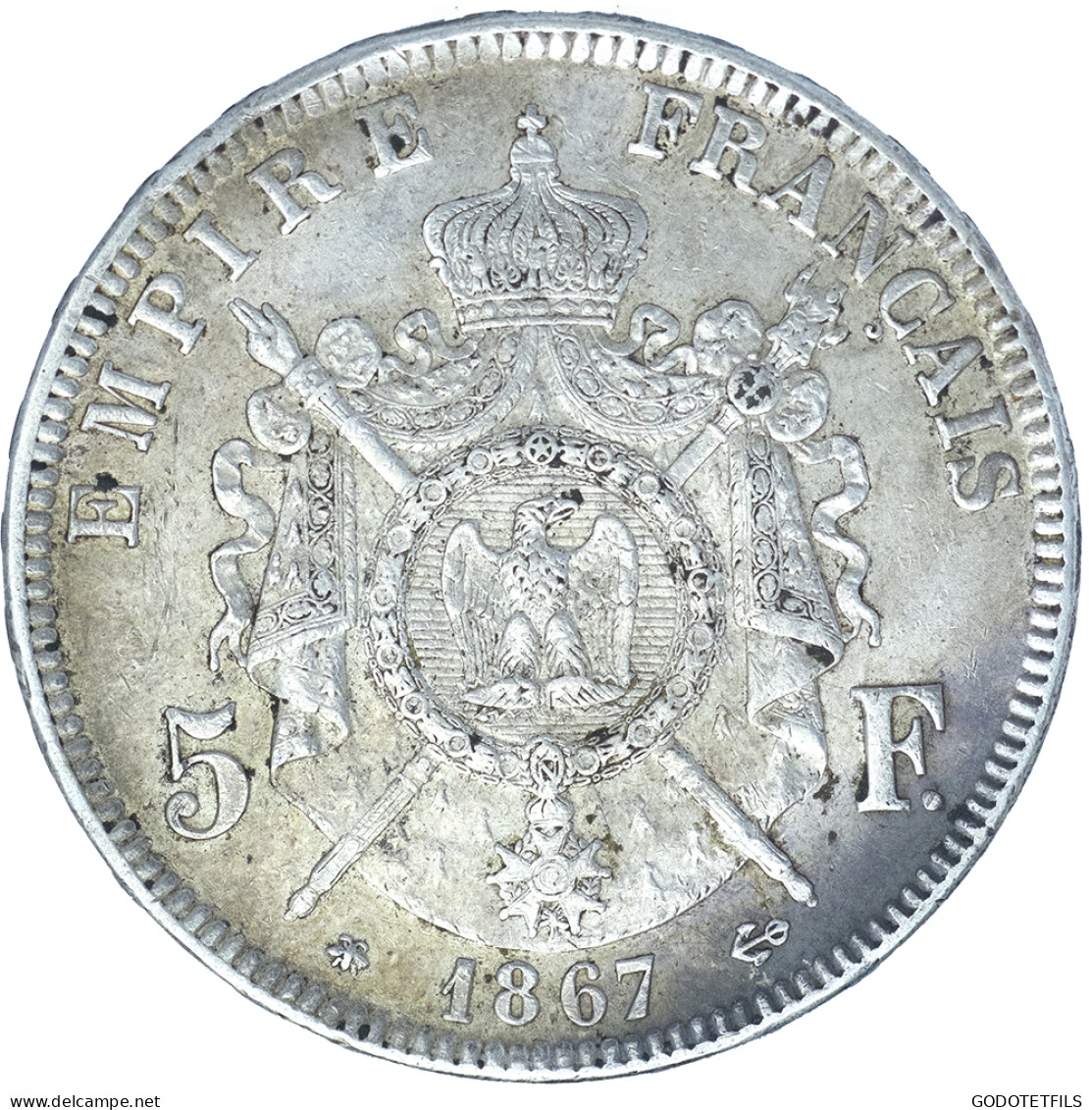 Second-Empire-5 Francs Napoléon III, Tête Laurée 1867 Paris - 5 Francs