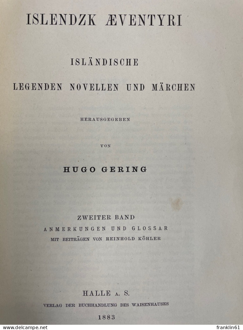 Islendzk Aeventyri. Isländische Legenden, Novellen Und Märchen. 2.Band. - Sagen En Legendes