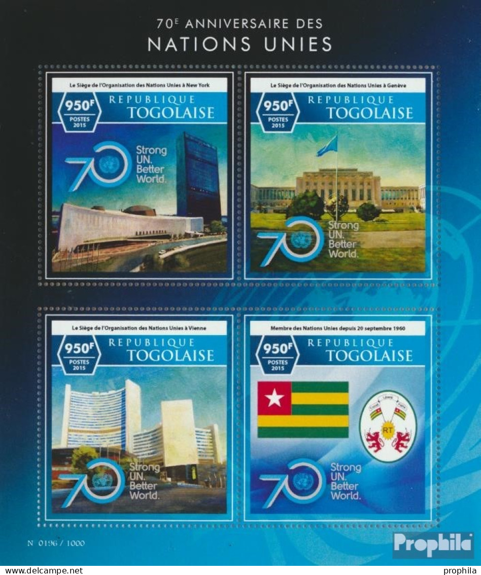 Togo 6978-6981 Kleinbogen (kompl. Ausgabe) Postfrisch 2015 Vereinte Nationen - Togo (1960-...)