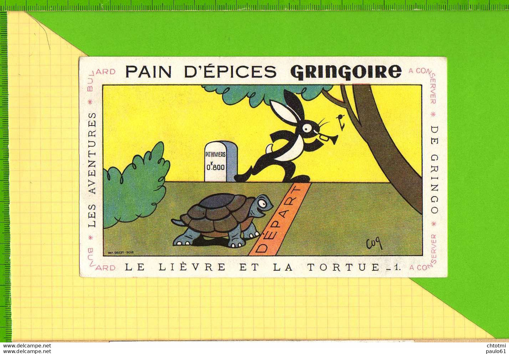 BUVARD & Blotting Paper : Pain D'Epices GRINGOIRE  .Fables De La Fontaine : Le Lievre Et La Tortue - Peperkoeken