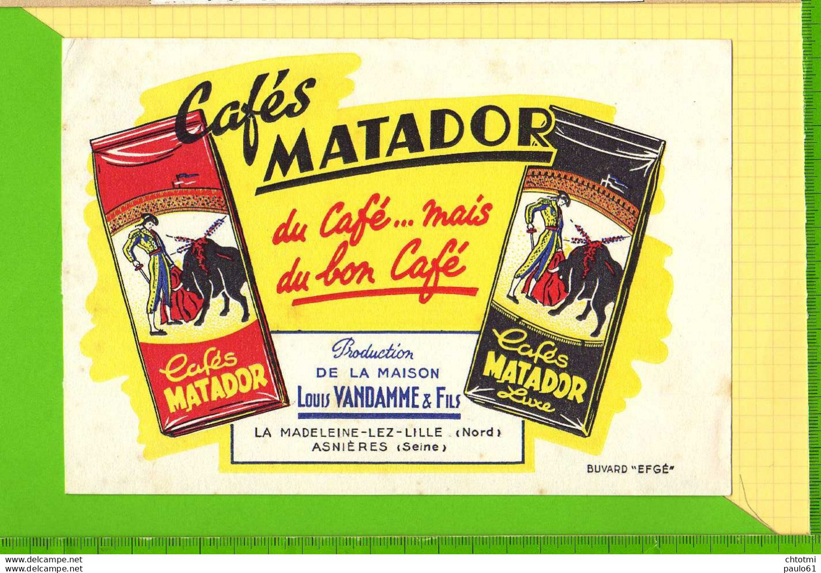 Buvard & Blotting Paper  :  Cafés MATADOR  Louis VANDAMME  La MADELEINE Lez LILLE - Kaffee & Tee