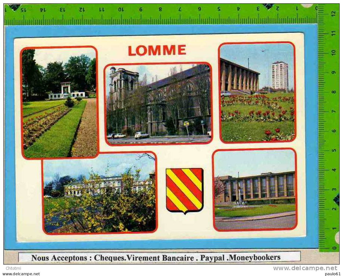 LOMME : NC 347   Multivues Eglise Mairie Jardin  Blason - Lomme