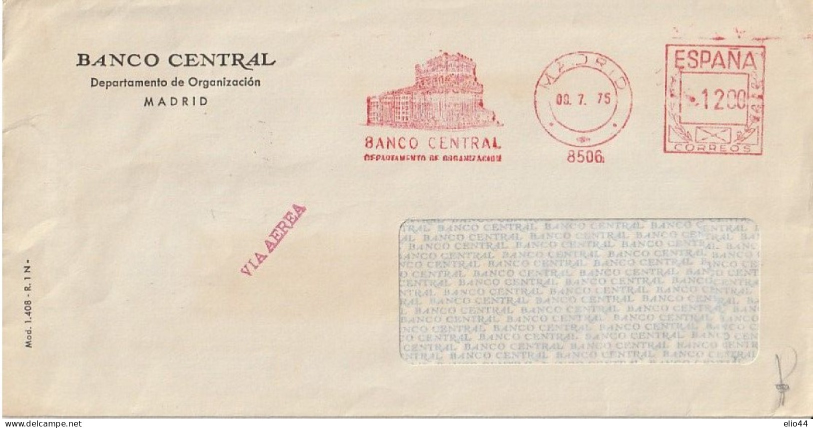 Affrancature Meccaniche Rosse (EMA) - Spagna- Madrid 1975 - BANCO Centrale - - Frankeermachines (EMA)