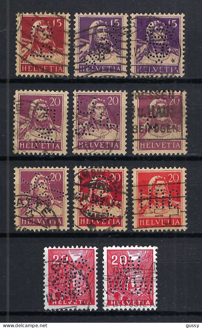 SUISSE Ca. 1910-40: Lot D'obl. Et Perf. Diverses, Toutes Différentes - Perforés