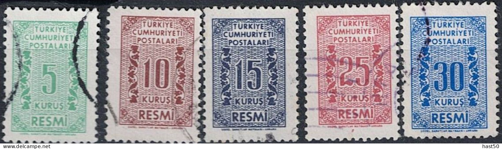 Türkei Turkey Turquie - Dienst/Service Wertziffer Und Ranken. (MiNr: 79/83) 1962 - Gest Used Obl - Dienstmarken