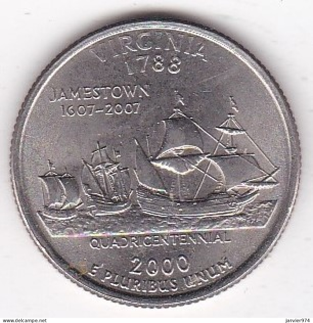 Virginie Quarter Dollar 2000 D, Georges Washington, Cupronickel KM# 309 - 1999-2009: State Quarters