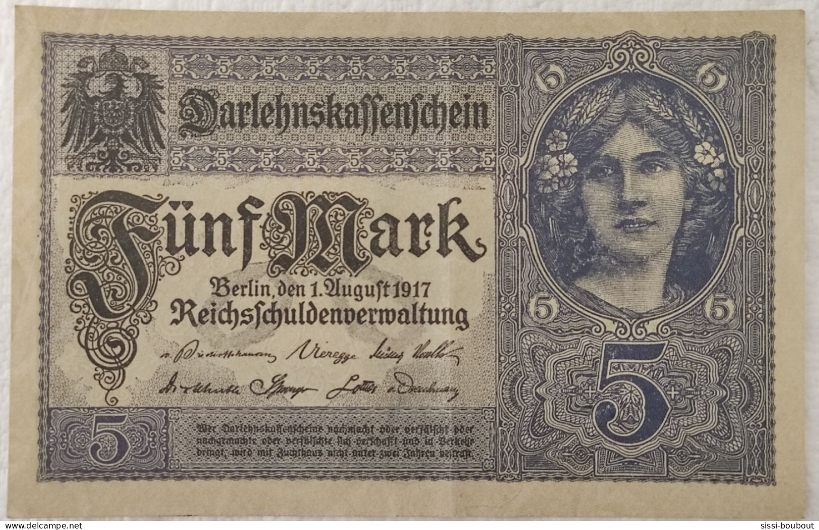 Billet De Banque ALLEMAGNE - 1917 : Empire Allemand - Darlehenskassenschein - 5 Mark - 5 Mark