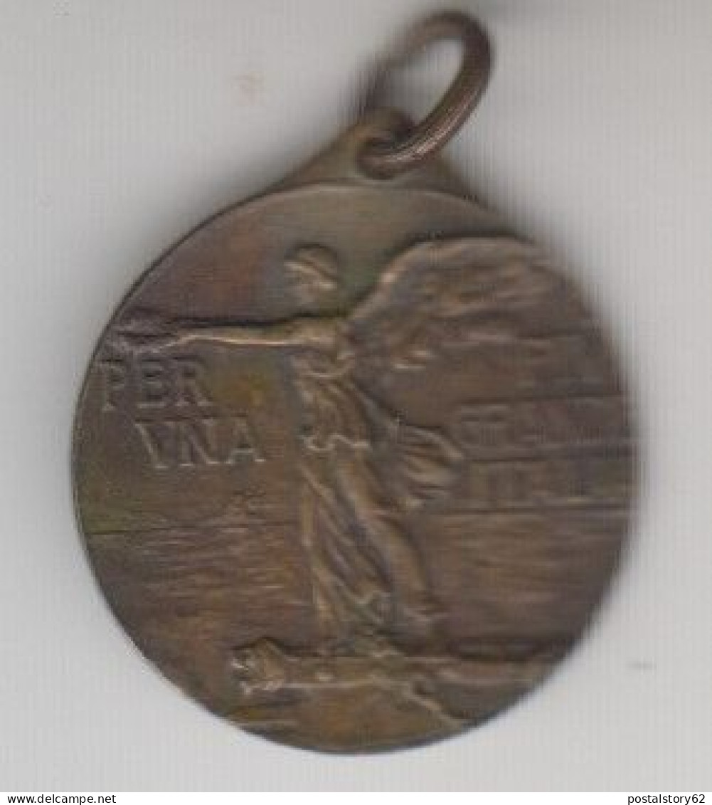 Medaglietta In Bronzo I° Guerra Mondiale - 24 Maggio 1915 - " Per Una Più Grande Italia " Autore Mario Nelli - Altri & Non Classificati