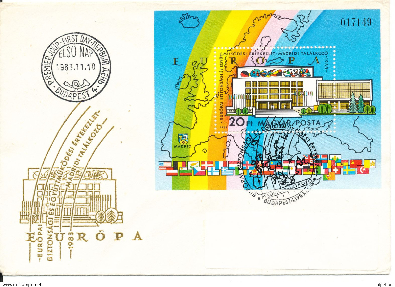 Hungary FDC 10-11-1983 Souvenir Sheet Conference Of EUROPA With Cachet - Lettres & Documents