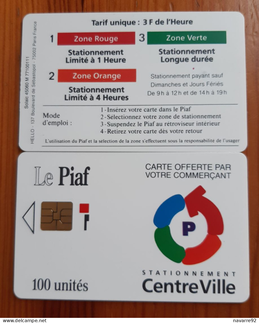 CARTE A PUCE PIAF MEAUX 100 UNITES (CARTE OFFERTE PAR COMMERCANT) PAS COURANT T.B.E !!! - Cartes De Stationnement, PIAF