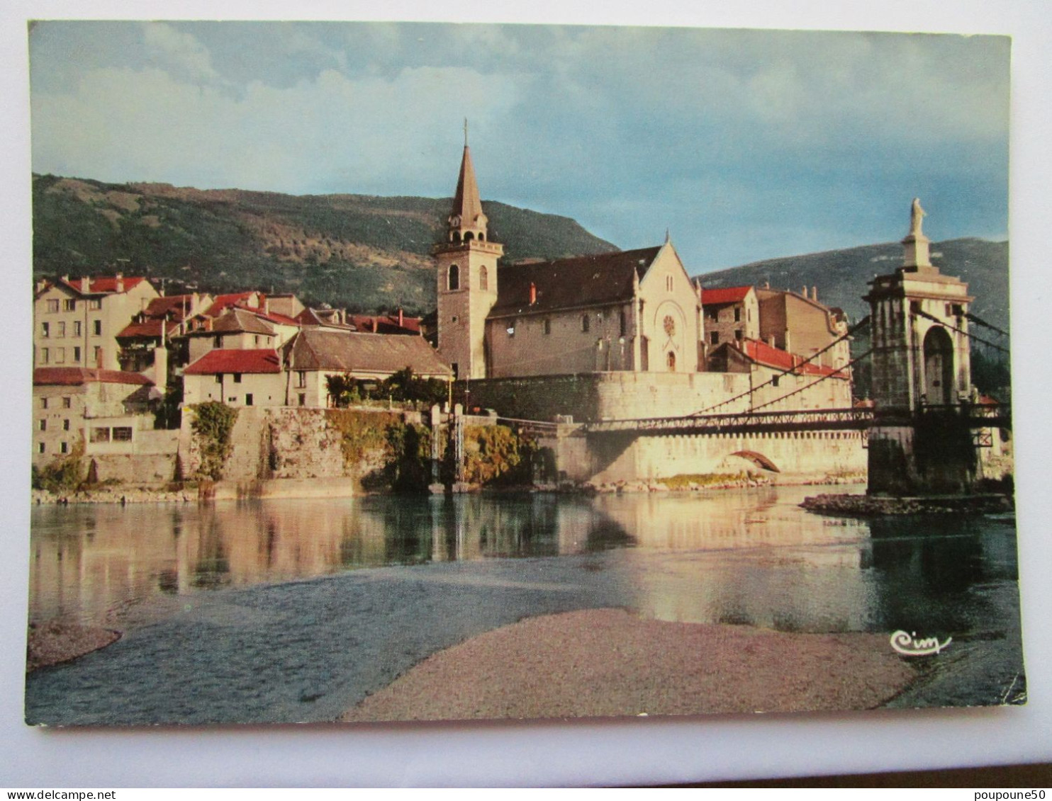 CP 74  Haute Savoie Ain SEYSSEL  Pont Suspendu Sur Le Rhône Et L'église SAINT Blaise 1964 - Seyssel