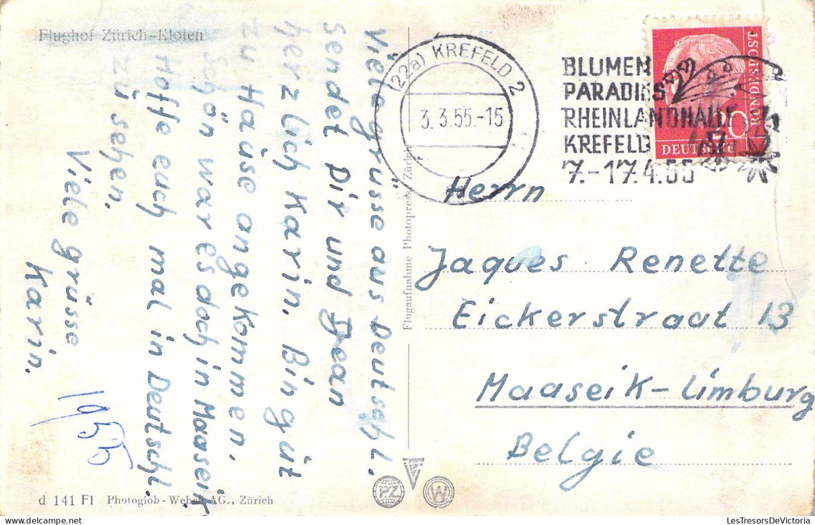 SUISSE - Zürich - Flughei Zürich - Kloten - Carte Postale Ancienne - Kloten