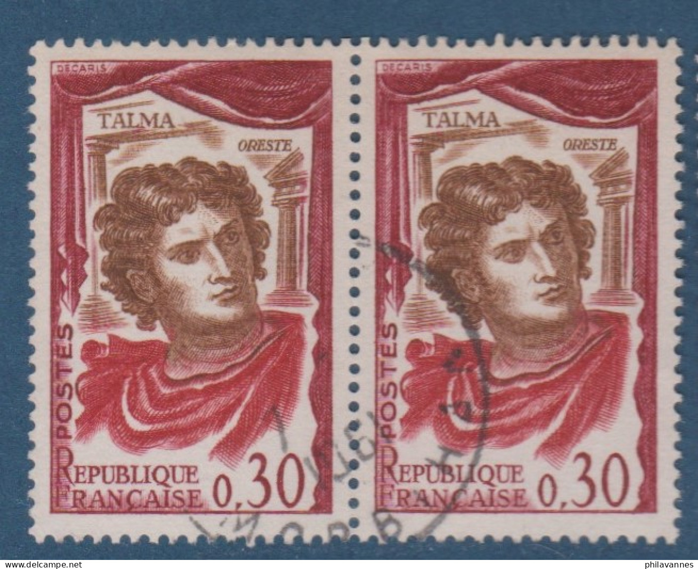 Talma, N° 1302 X2, Petite Variété, Cou Rougeatre  ( V2307B/10.1) - Oblitérés