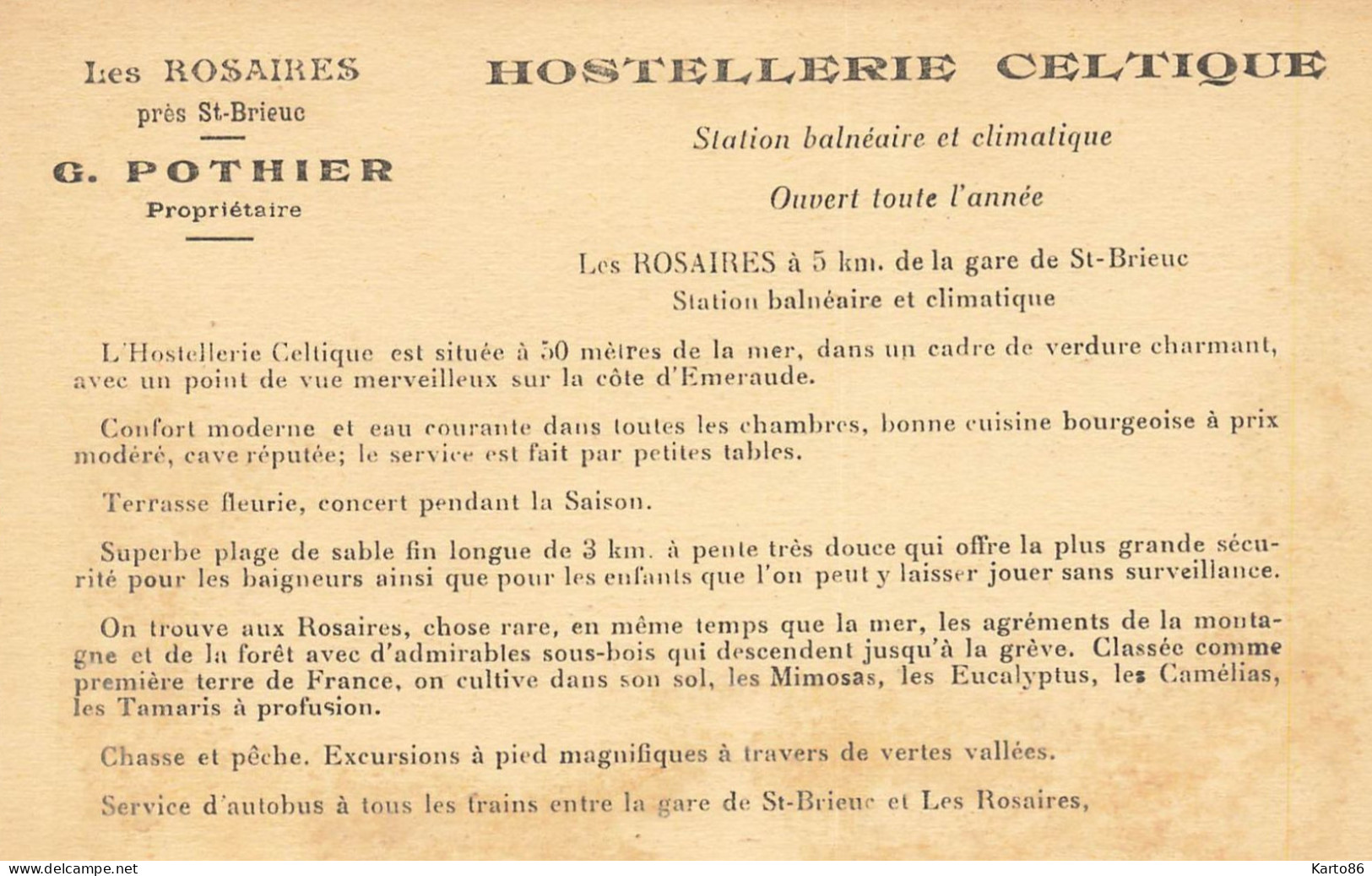 Les Rosaires , Plérin * PUB Au Dos * La Salle à Manger De L'Hostellerie Celtique G. POTHIER Propriétaire - Plérin / Saint-Laurent-de-la-Mer