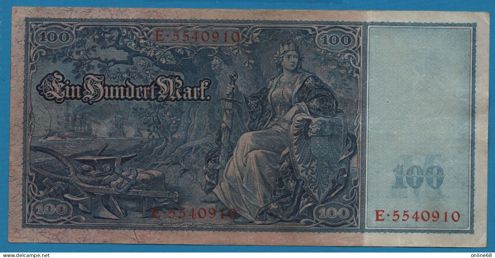 DEUTSCHES REICH 100 MARK 21.04.1910 # E.5540910 P# 42 "Flottenhunderter" White Paper - 100 Mark