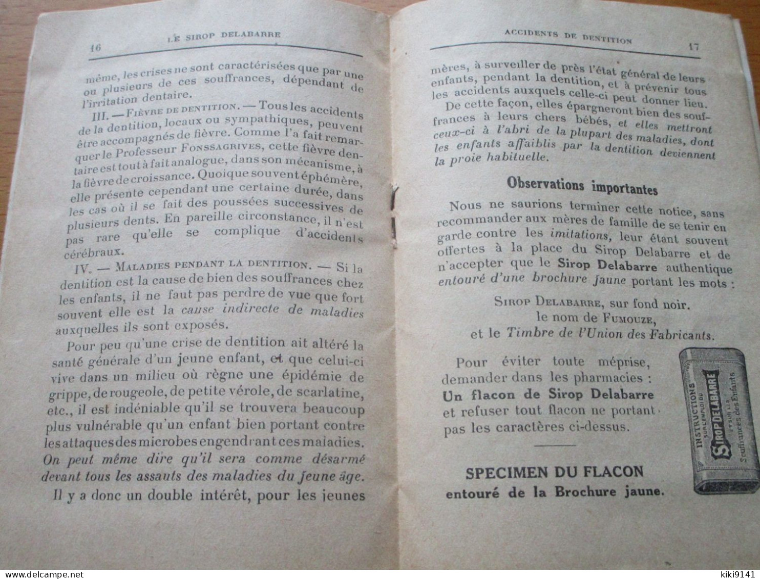 Instructions Sur L’emploi Du SIROP DELABARRE Et Sur Les Souffrances Des Enfants (32 Pages) - Matériel Médical & Dentaire