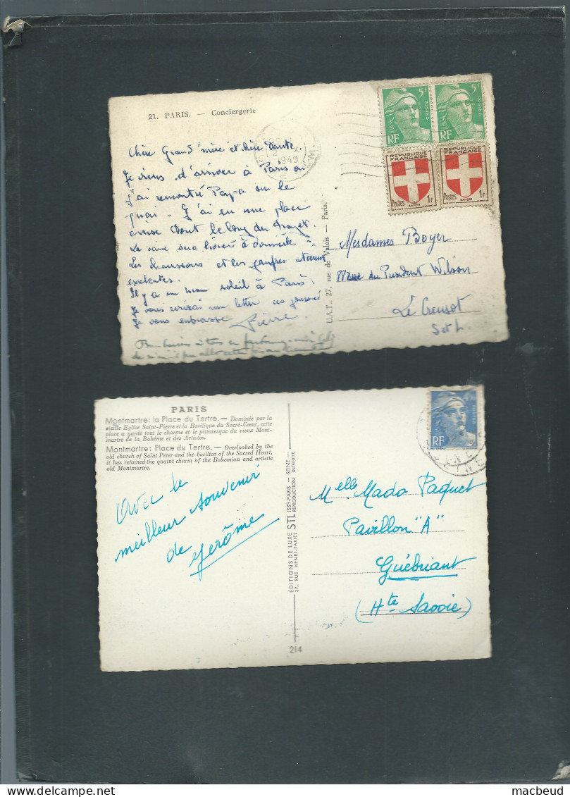 Lot 6 Documents Afranchis Par Mariane De Gandon  MALD 136 - 1945-54 Marianne De Gandon