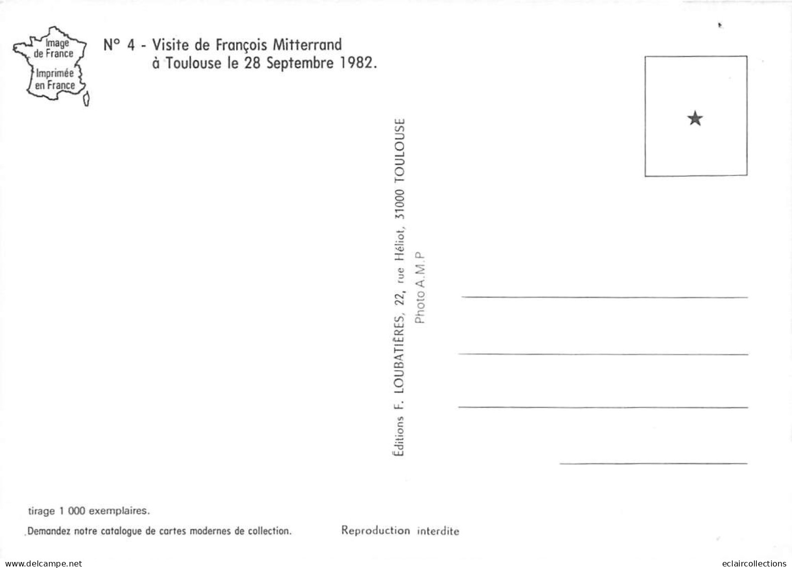 Thème  Politique :  Visite de M. François Mitterand a Toulouse  Septembre  1982    6 Cartes    (voir scan)