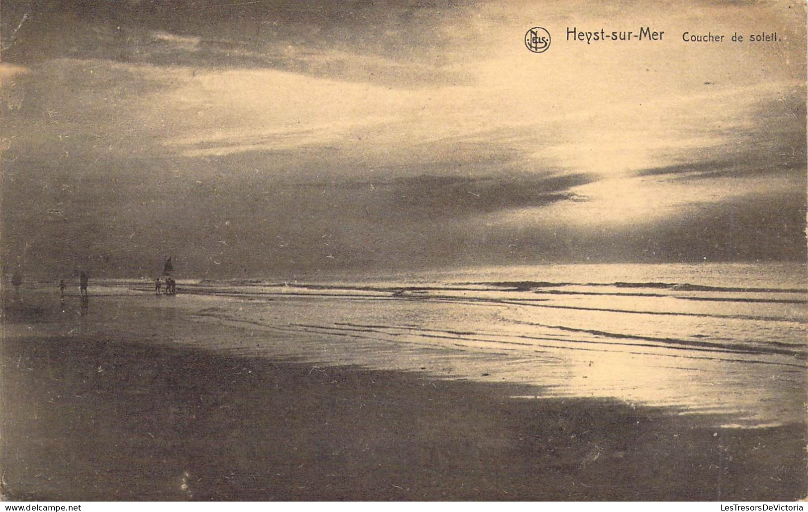 BELGIQUE - HEYST SUR MER - Coucher De Soleil - Carte Postale Ancienne - Heist