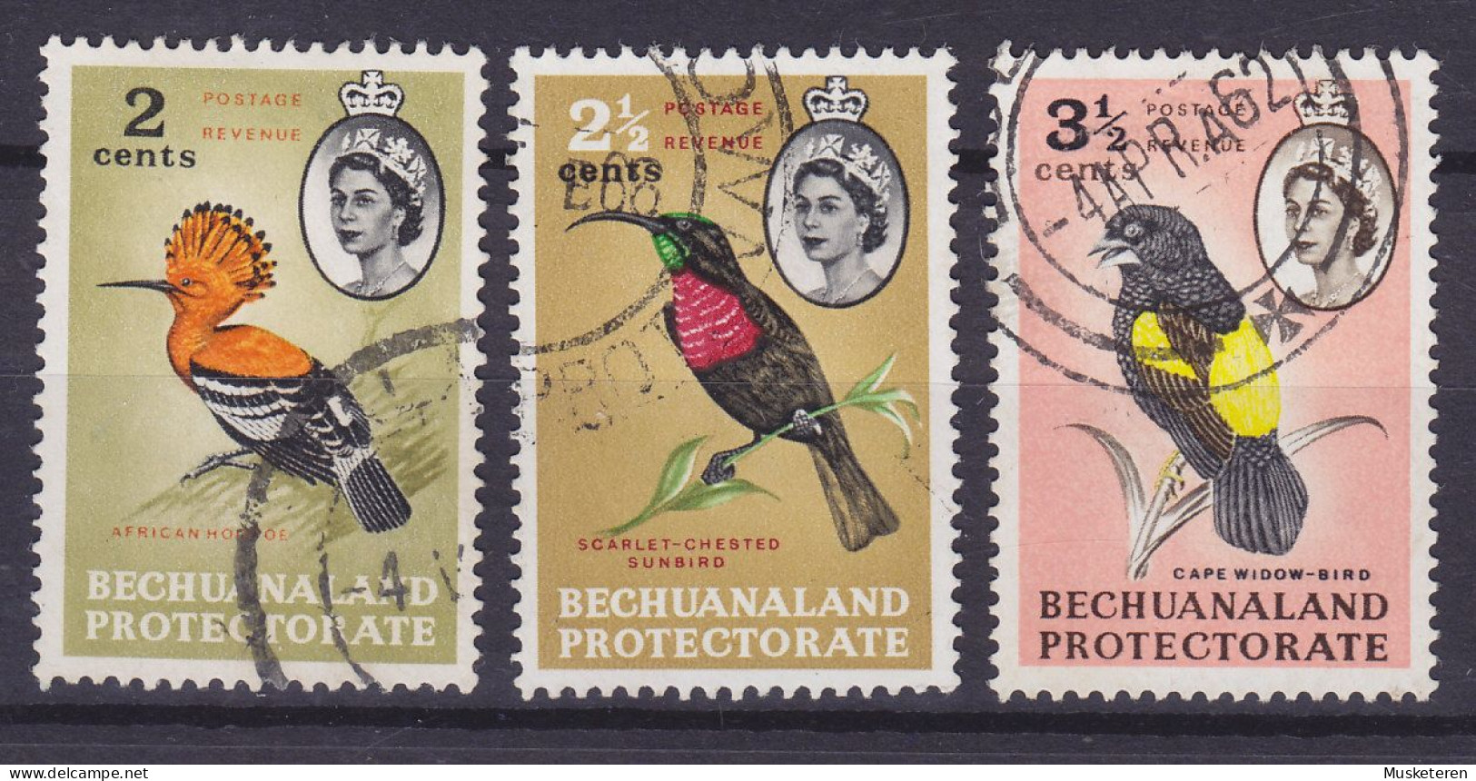 Bechuanaland 1961 Mi. 156-58, QEII. Bird Vogel Oiseau (o) (2 Scans) - 1885-1964 Herrschaft Von Bechuanaland