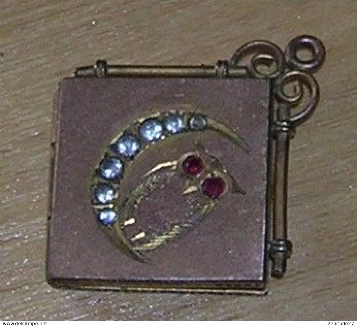 Pendentif SKM & Co - Médaillon Carré Pour Photo 23 X 23 Mm - Effigie Avec Chouette - Début Du XXème Siècle - Pendentifs