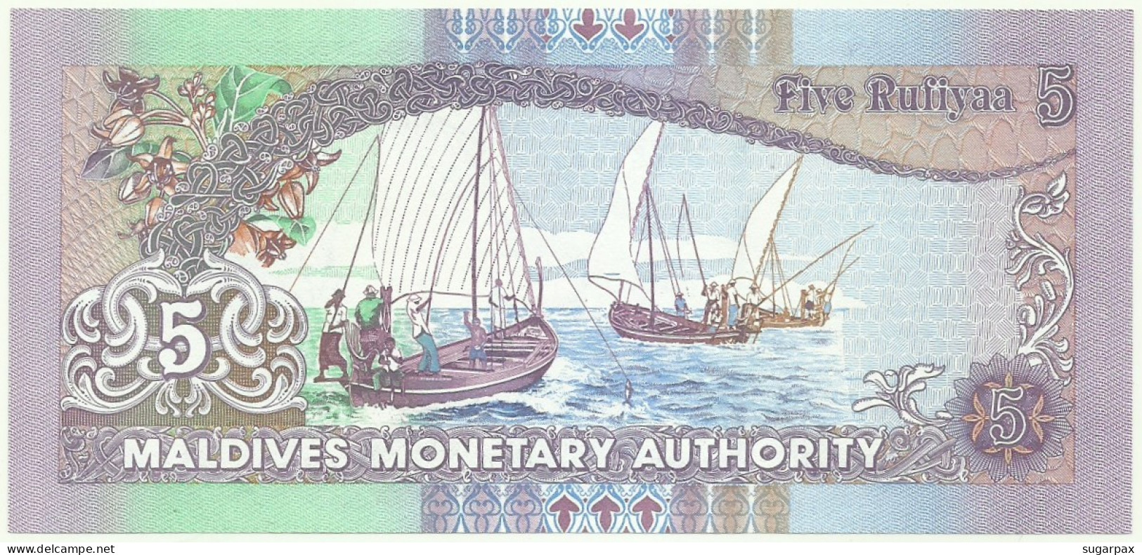 MALDIVES - 5 Rufiyaa - 2011 - UNC. - P 18.e - Serie M - Dhow - Monetary Authority - Maldives