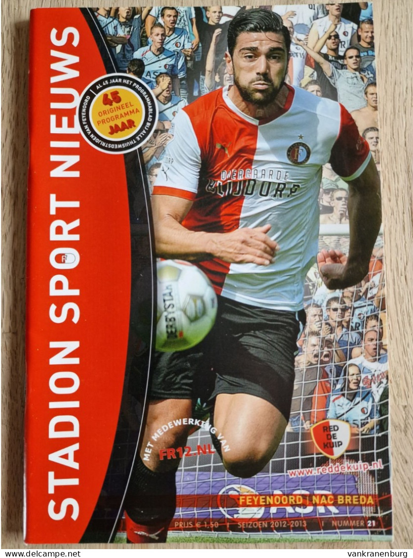 Programme Feyenoord - NAC Breda - 12.5.2013 - Eredivisie - Holland - Programm - Football - Poster Graziano Pelle - Libros