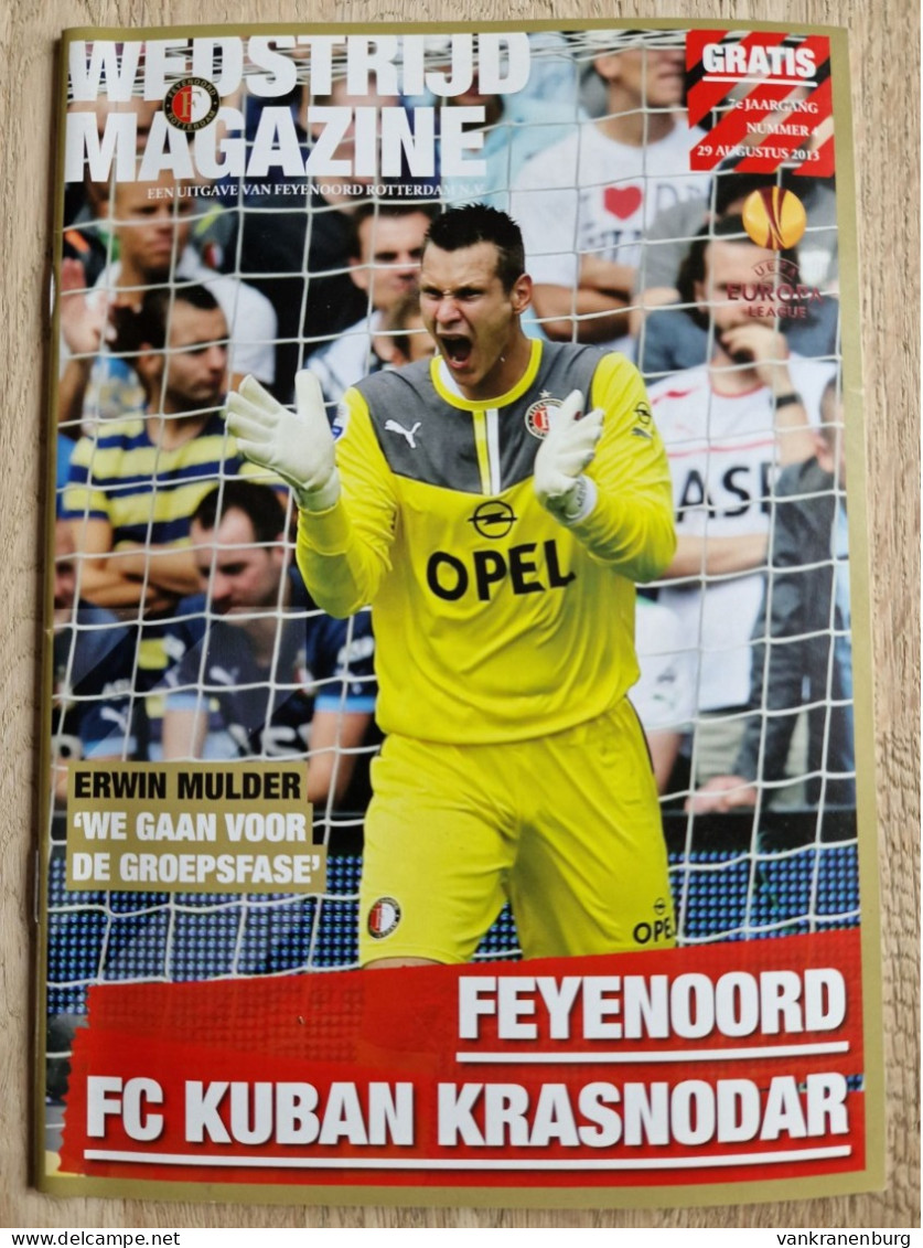 Programme Feyenoord - FC Kuban Krasnodar - 29.8.2013 - Europe League - Holland - Programm - Football - Jordy Clasie - Bücher