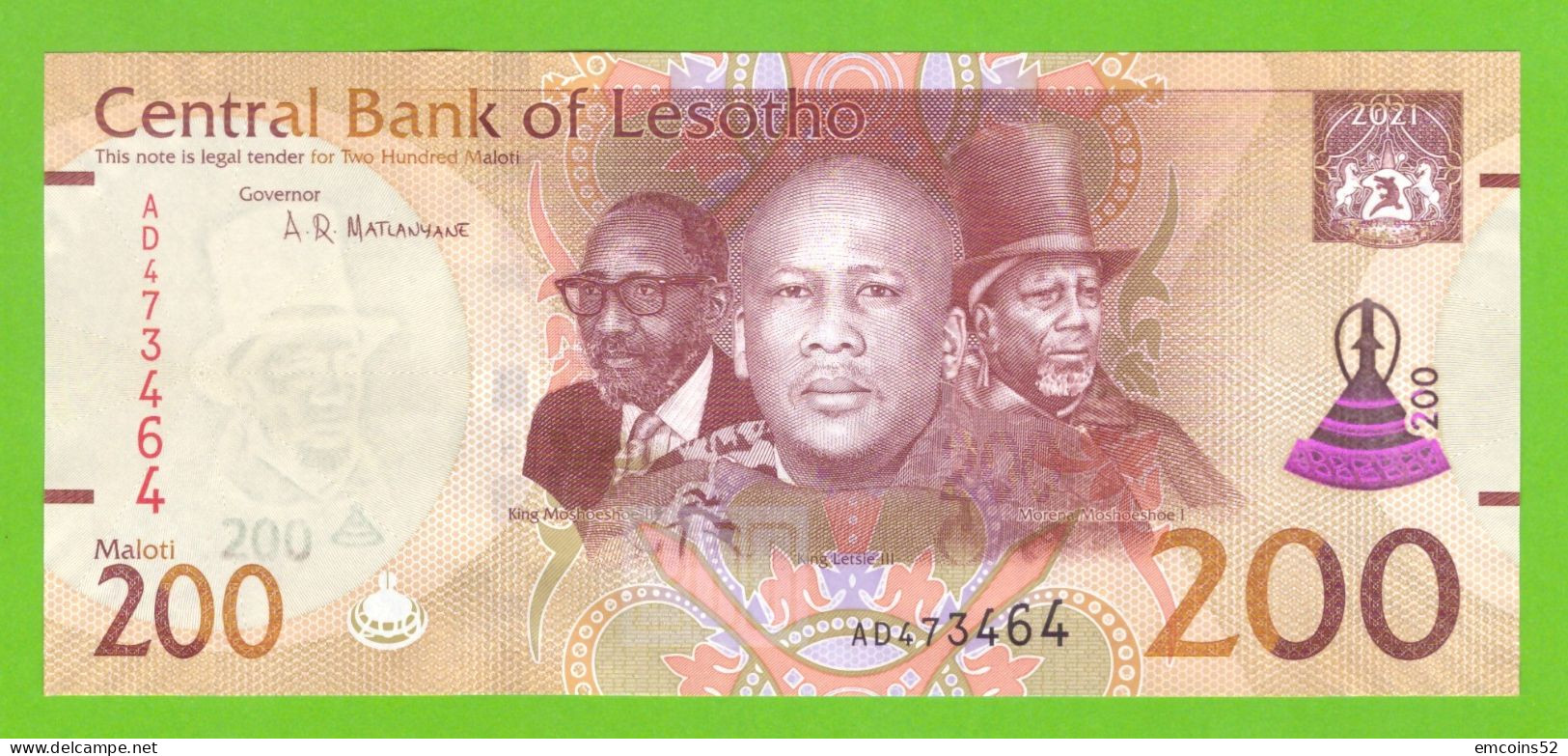 LESOTHO 200 MALOTI 2021 P-W30  UNC - Lesotho