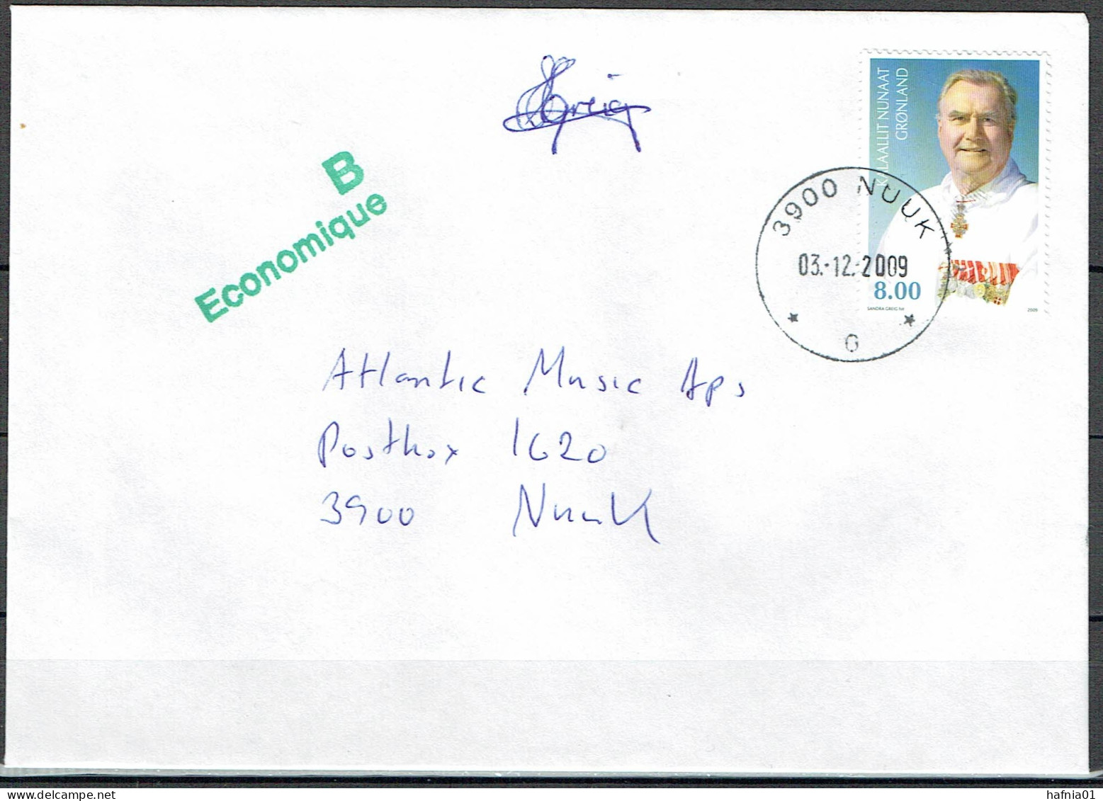 Greenland  2009. 75 Anniv Prince Henrik. Michel 534  On Ordinary Local Letter Nuuk. Signed. - Covers & Documents