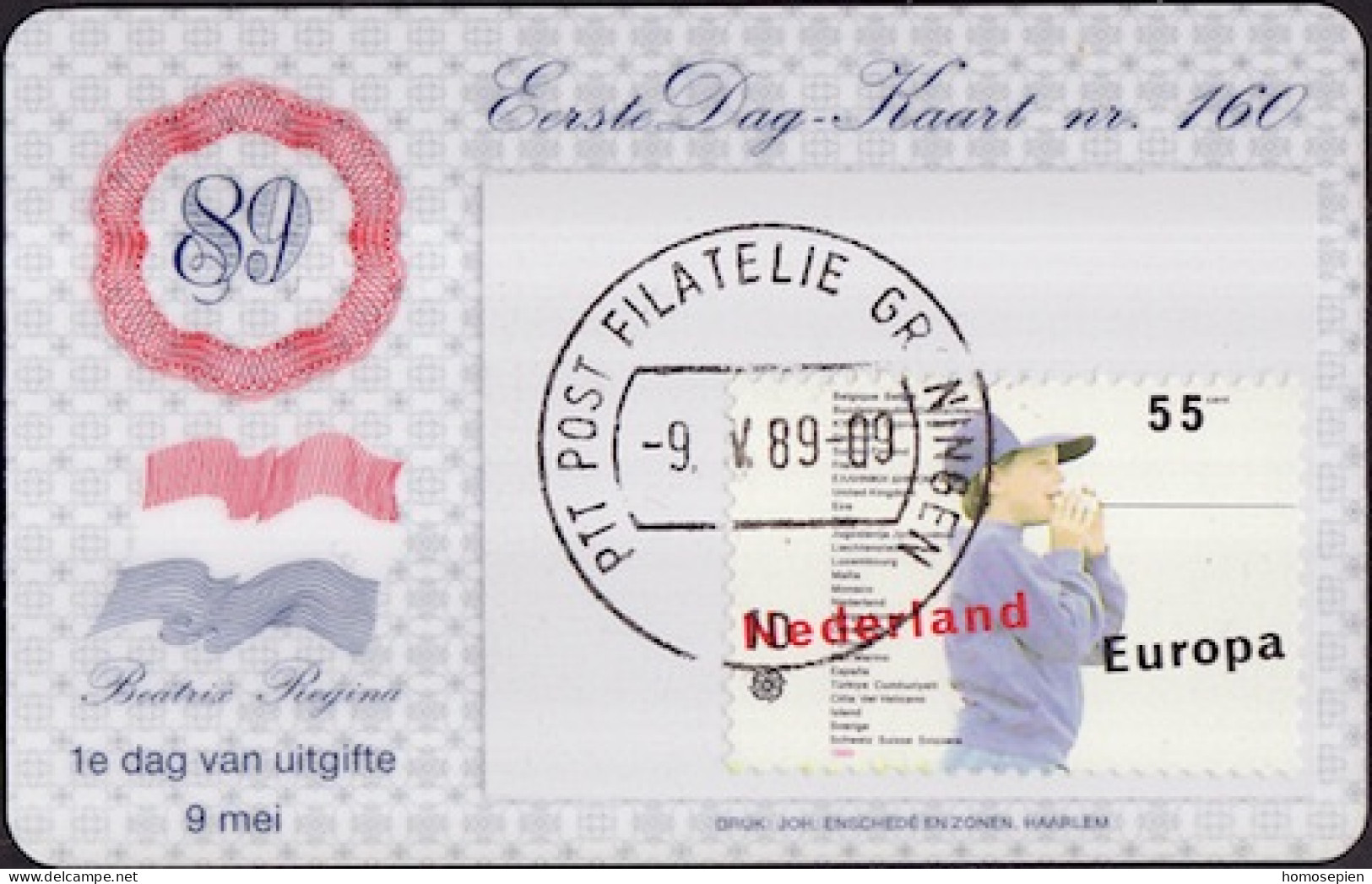 Pays Bas - Netherlands - Niederlande CPH 1989 Y&T N°1334 - Michel N°1364 - 55c EUROPA - Carte Philatélique - Maximum Cards